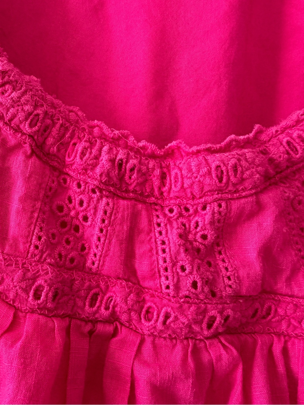 Free People Hot Pink Tiered Dress with Puff-Sleeves - Picture 2 of 8